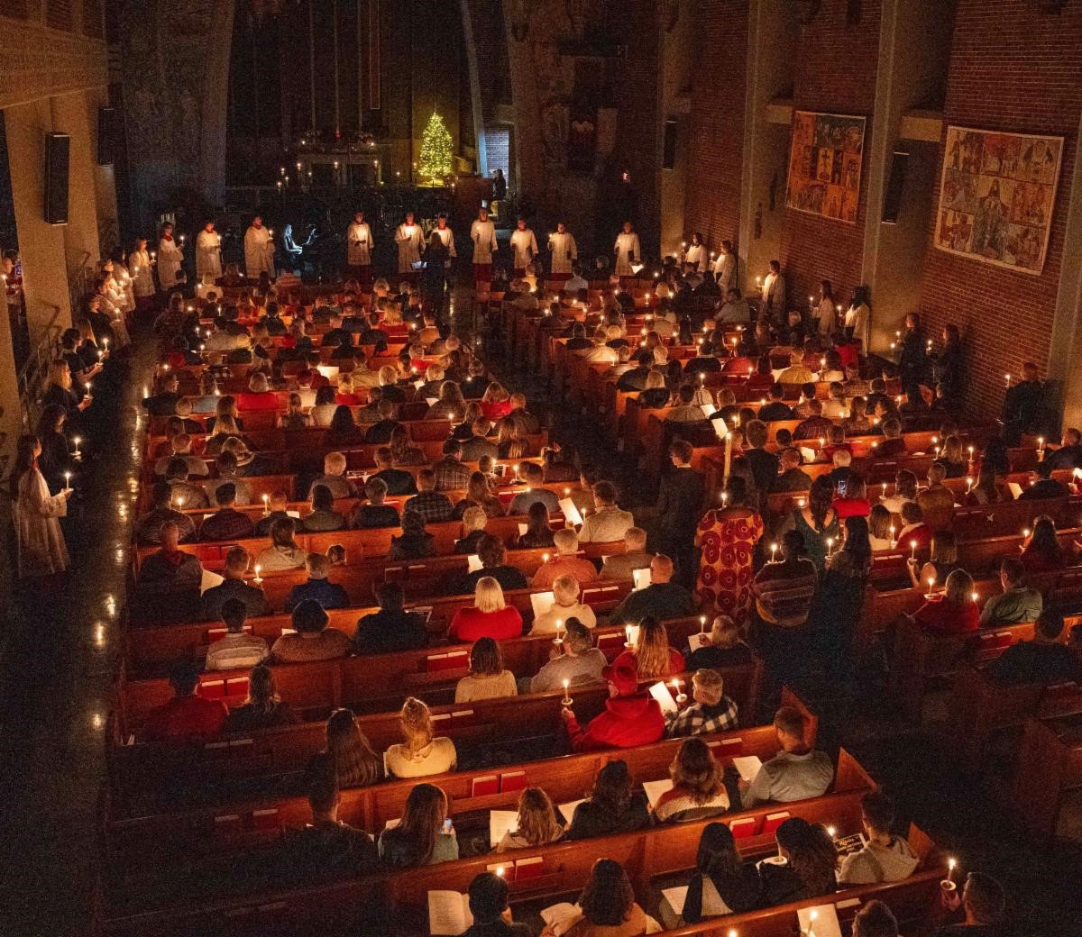 Lessons and Carols Lighted Candles Crowd