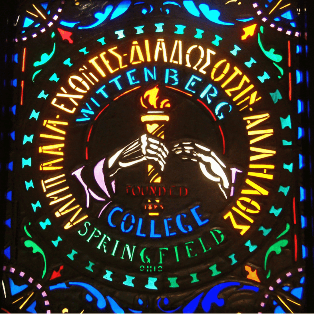 stained glass seal in Chapel